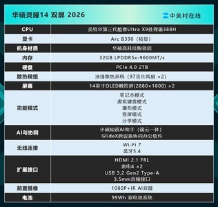 华硕灵耀14 双屏 2026评测：酷睿Ultra X9+双OLED触控屏-满血开启高效生产力