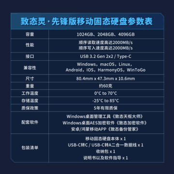 4TB大容量职场更从容 致态灵·先锋版移动固态硬盘上新