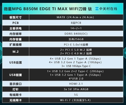 微星MPG B850M EDGE TI MAX WIFI主板评测：银白刀锋战力拉满