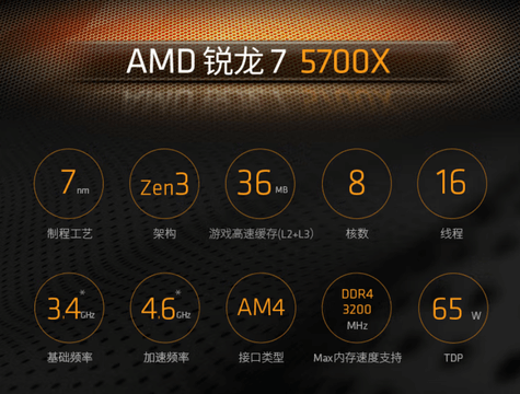 DDR4 平台黄金搭档 AMD 锐龙7 5700X处理器攒机优选