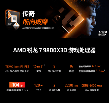 打瓦日必备！AMD 锐龙7 9800X3D京东618大促好价推荐