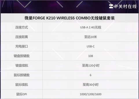 微星FORGE K210 WIRELESS COMBO无线键鼠套装评测：极简轻盈 实用办公之选