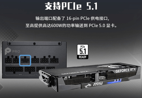 微星PRO A1000PL PCIE5电源上市：ATX3.1+PCIe5.1双认证，首发699元