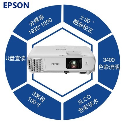 EPSONͶӰCB-U05ð칫ѧ1080p̽wifiͶӰѵ3400 У