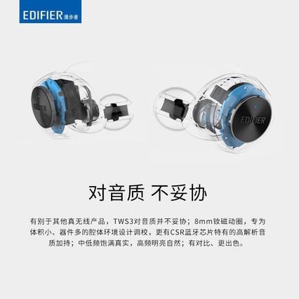 Edifier/ TWS3㳬С˶˫ʽ˶ܲζصƻ׿ֻͨö