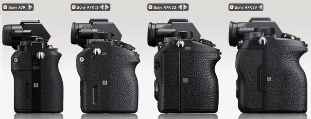 索尼A7R/A7R2/A7R3/A7R4相机体积对比 
