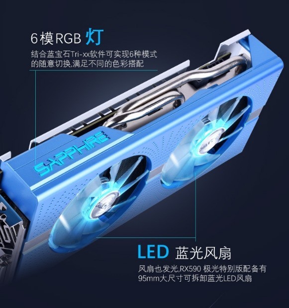 蓝宝石RX590GME 超白金极光 莹蓝RGB灯效 