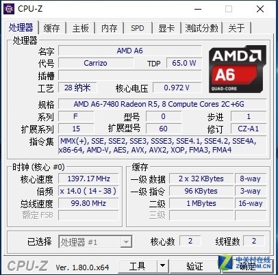 入门处理器市场定海神针 AMD A6-7480评测 