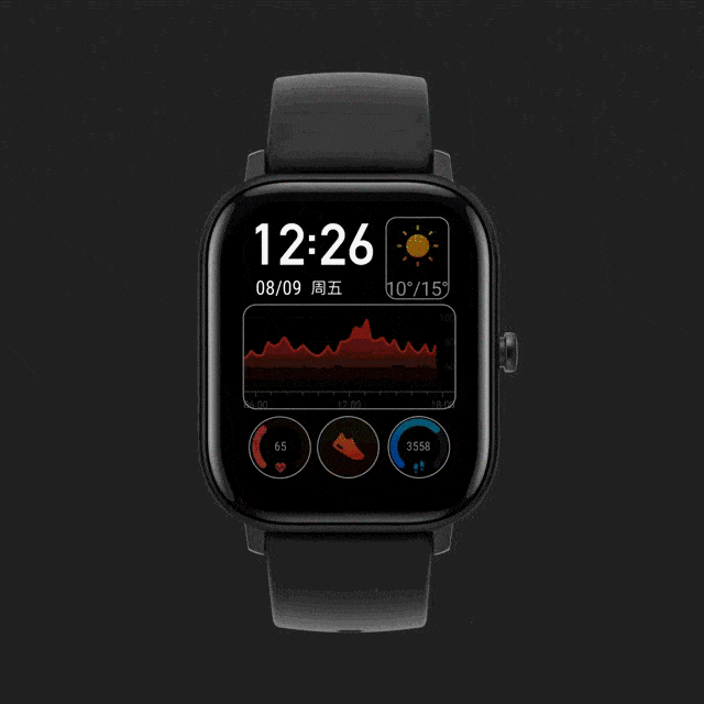华米科技晒amazfit方屏智能手表演示图表盘升级显著