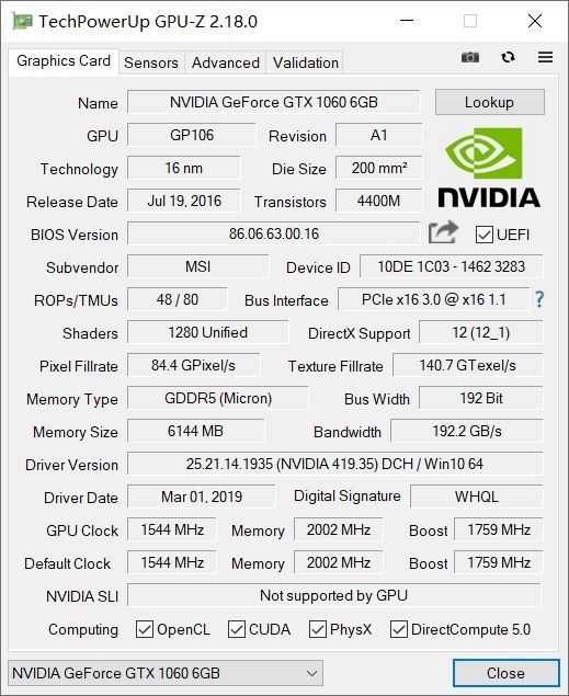GPU-Z更新v2.18.0版本：支持GTX 1660 
