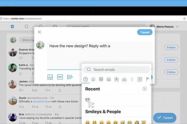 Twitter推PC网页版新界面:可添加表情
