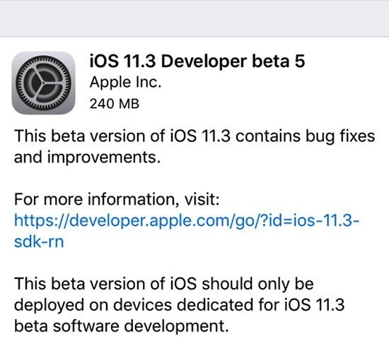 iOS 11.3 Beta 5 ʽѾԶ 
