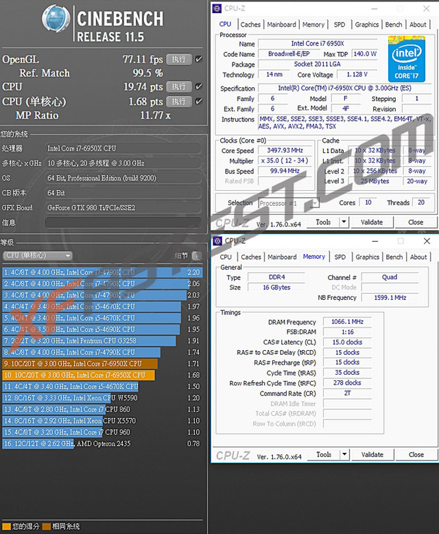 1014nm Intel i7-6950X콢 