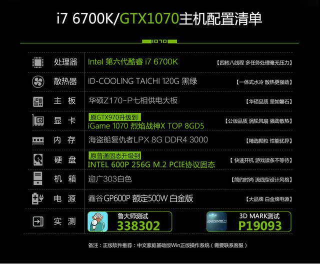 ǿ 컪ʢI7 6700K/GTX1070Ϯ 
