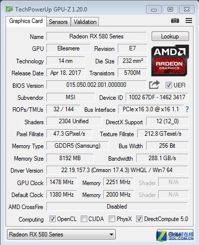 AMD RX 580Ƶ1478MHzǳ 