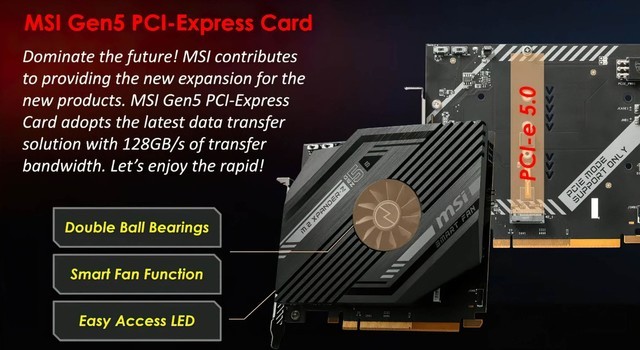 128GB/s带宽 微星发布PCIe 5.0扩展卡