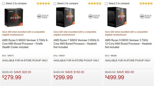 12代酷睿发布 AMD锐龙5000系已降价 