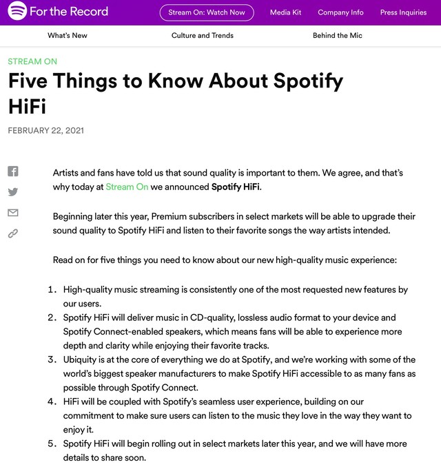 Spotify Ƴ HI-FI  ƻApple Music·ںη 