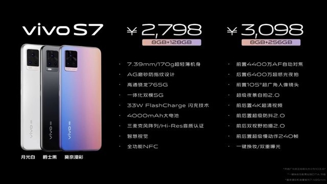轻薄设计5G自拍旗舰 vivo S7发布XXXX元起 