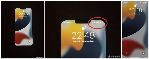 iPhone 13亮屏照曝光？刘海变小后 状态栏能显示电量百分比了