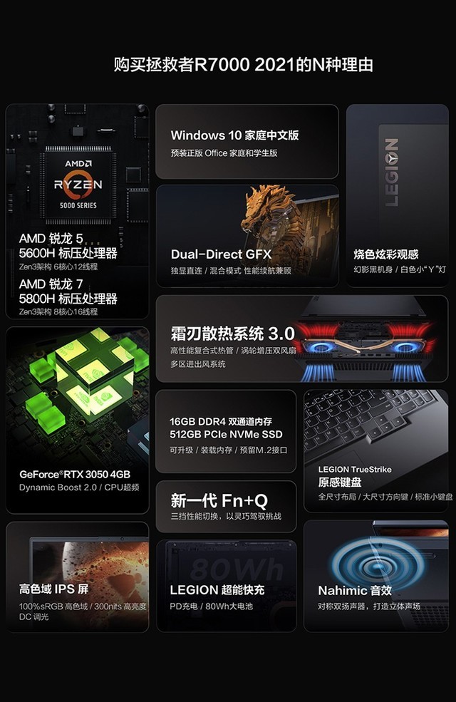 联想拯救者R7000满血3050立减600元 到手价仅需5988元 