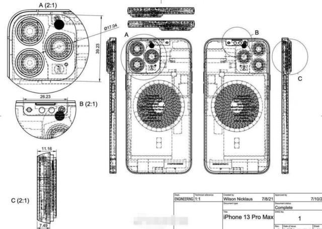 iPhone 13原型机和设计图纸曝光 