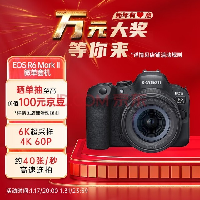 佳能（Canon）EOS R6 Mark II R6二代 新标准全画幅微单相机R62 24-105 STM标准镜头套装