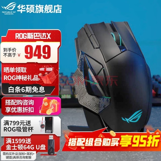  ROG ROG Sparta X Wireless Mouse Game Mouse Wired Mouse Dual Mode Multi Side Keys RGB Light Effect ROG Sparta X