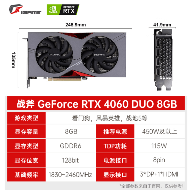  [Slow hands] Seven Rainbow Tomahawk RTX 4060 DUO 8GB graphics card 2499 yuan discount price only 2499 yuan