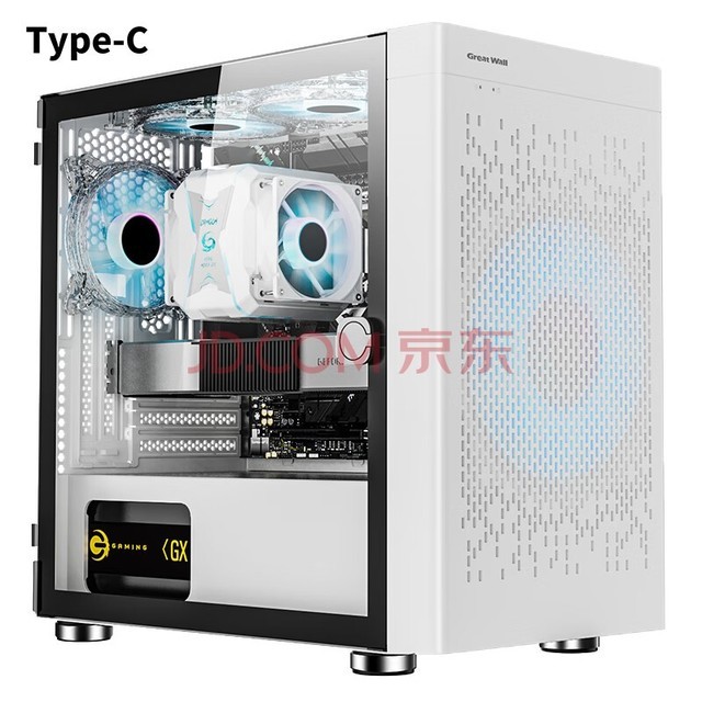 长城(Great Wall)阿基米德2白电脑机箱(Type-C 3.2/20CM风扇位/MATX主板/240水冷位/玻璃侧透/宽体/4070)