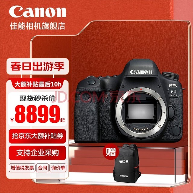 佳能（Canon） 佳能6d2 II 相机 专业全画幅数码单反相机 佳能6D2单机身拆 官方标配【不含内存卡/相机包/大礼包等】