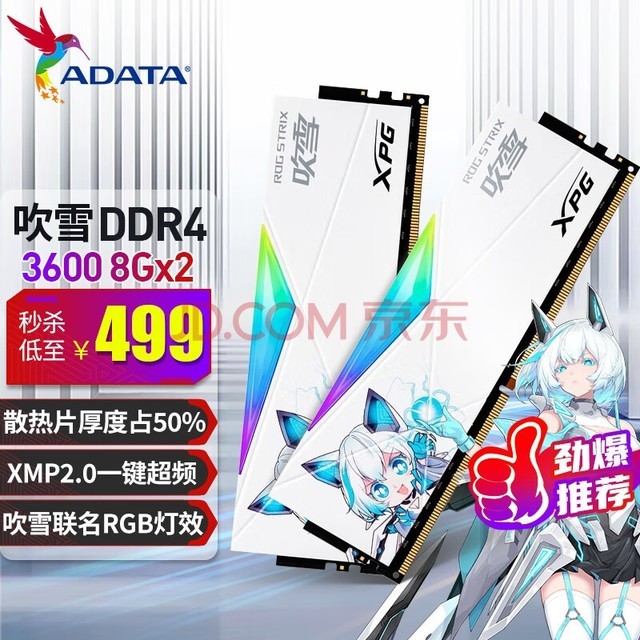 գADATA XPG ҫ D50 ѩ޶ DDR4 3600 RGBѩڴ DDR4 3600 8*2 16Gװ