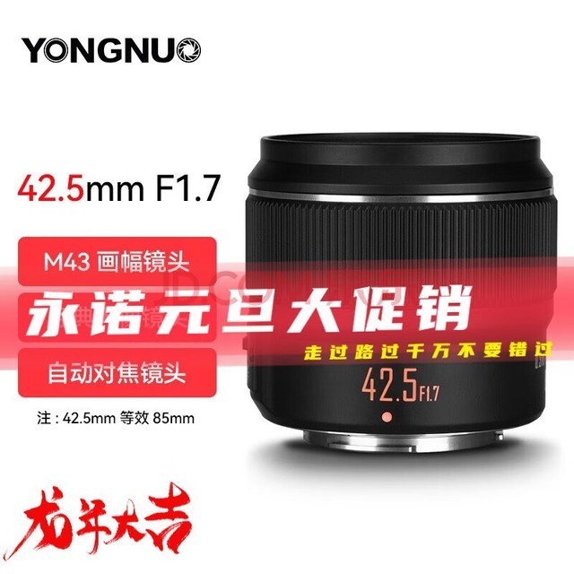 永诺(YONGNUO) 42.5mm F1.7M II松下口.奥巴口大光圈镜头微单M43口 YN42.5mm F1.7M II 松下/奥林巴斯