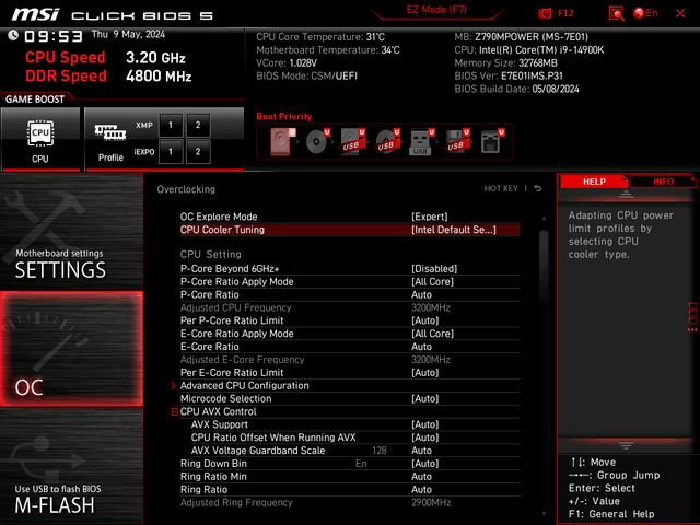  New Intel default settings on MSI motherboard improve the stability of 13/14 generation core Core processors