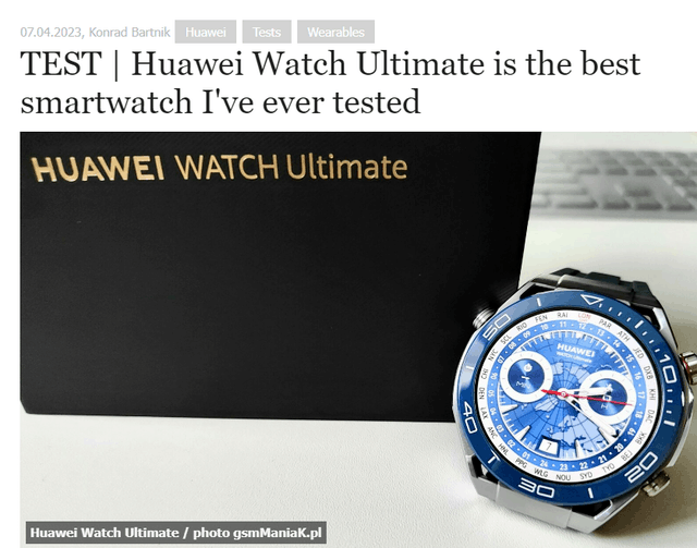 外媒：华为WATCH Ultimate是Apple Watch Ultra最大的竞争对手
