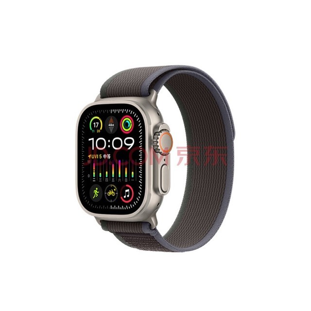 Apple/苹果 Watch Ultra2 智能手表GPS+蜂窝款49毫米钛金属表壳蓝配黑色野径回环式表带M/L MRFR3CH/A