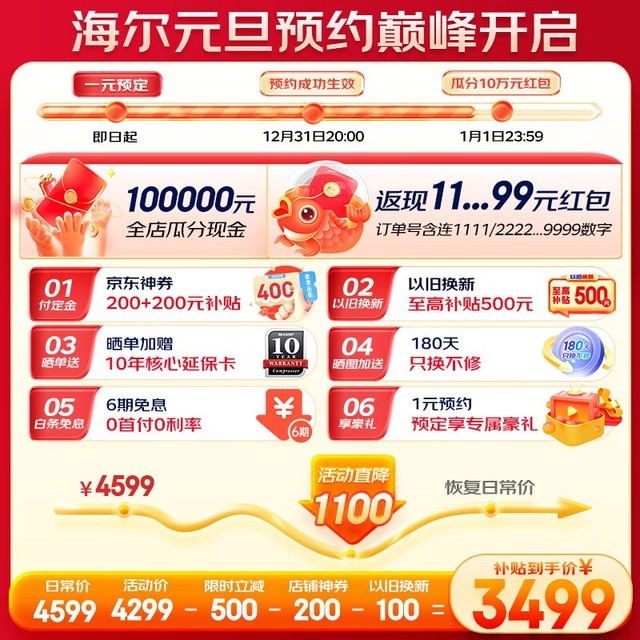 【手慢无】海信 BCD-501WLHTD58B9U1 电冰箱 3459元