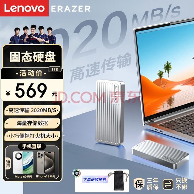 (Lenovo)1TB ƶ̬Ӳ̣PSSDP800 Type-C USB3.2 ˫ӿ ֱֻʼǱ 2020MB/s