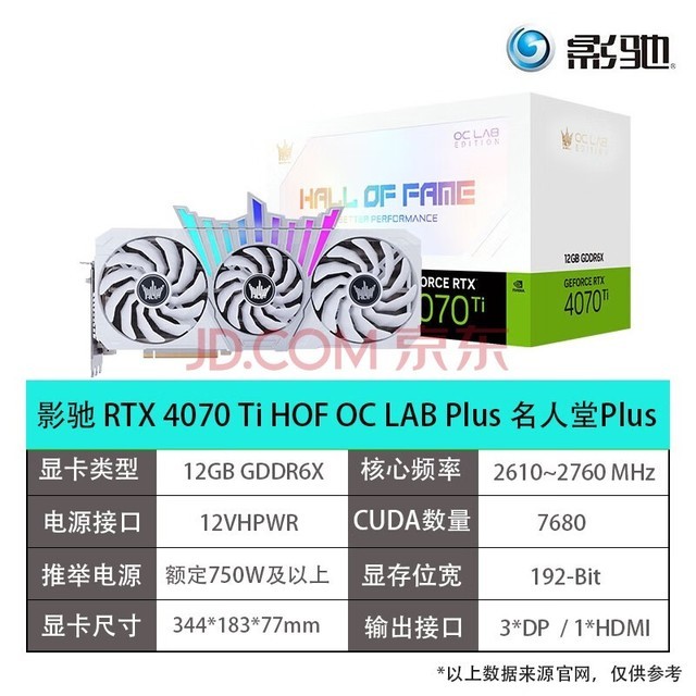 影驰RTX4060 4070Ti 4080 4090名人堂HOF PLUS星耀OC金属显卡白条 RTX4070TI OC LAB PLUS 名人堂