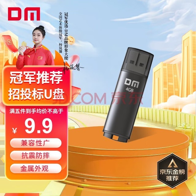 DM大迈 4GB USB2.0 U盘 PD204 黑色 招标投标小u盘 企业竞标电脑车载优盘