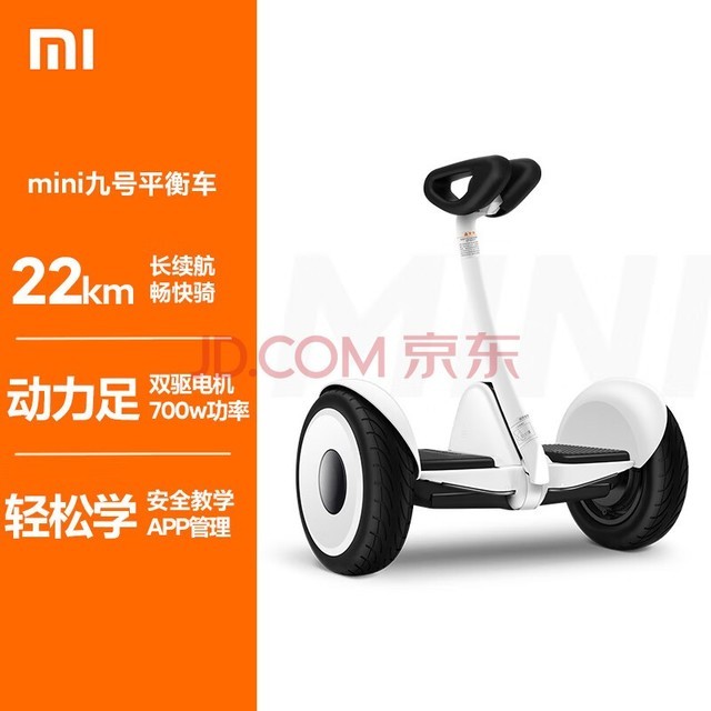 九号平衡车 小九  体感智能骑行 米家遥控漂移成人电动车 双电机驱动 超长续航  白色 可用充气宝