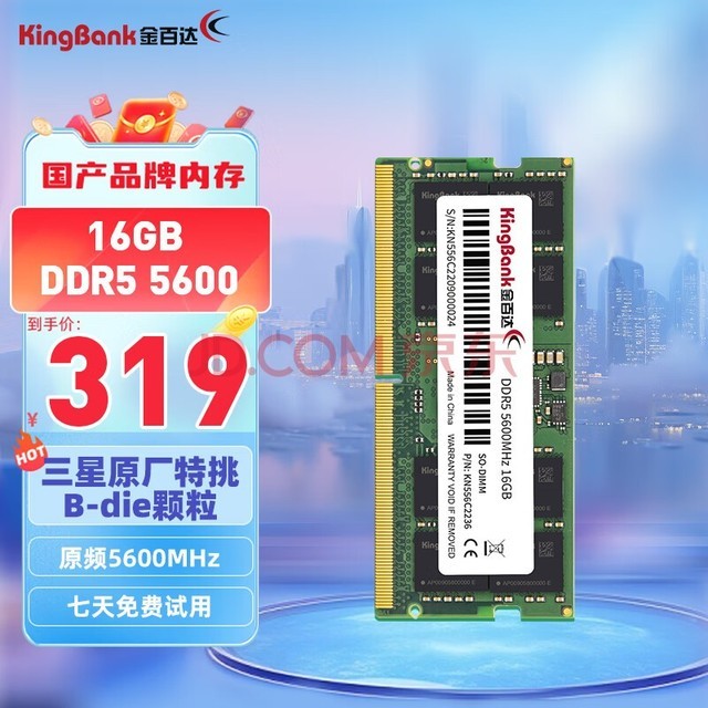 ٴKINGBANK16GB DDR5 5600 ʼǱڴ B-die ǳƷ