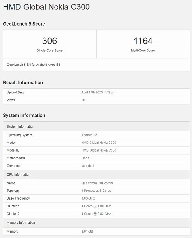 骁龙662加持！Nokia C300曝光：搭载安卓12系统