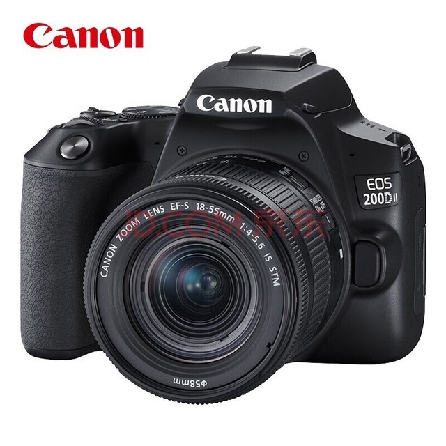 佳能（Canon）EOS 200D II 二代 单反相机 18-55mm黑色套机 4K视频 Vlog拍摄（含128G卡+卡色UV+备电+包）