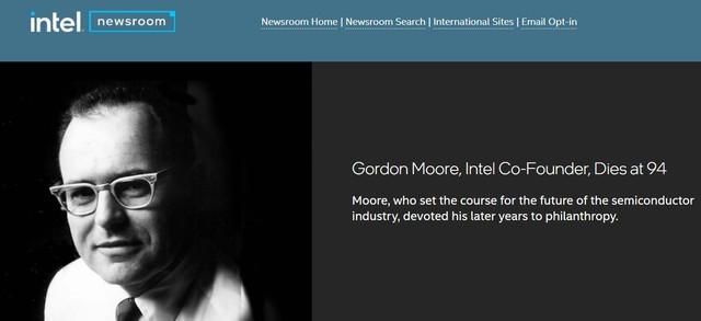 曾提出“摩尔定律”！英特尔联合创始人戈登·摩尔去世