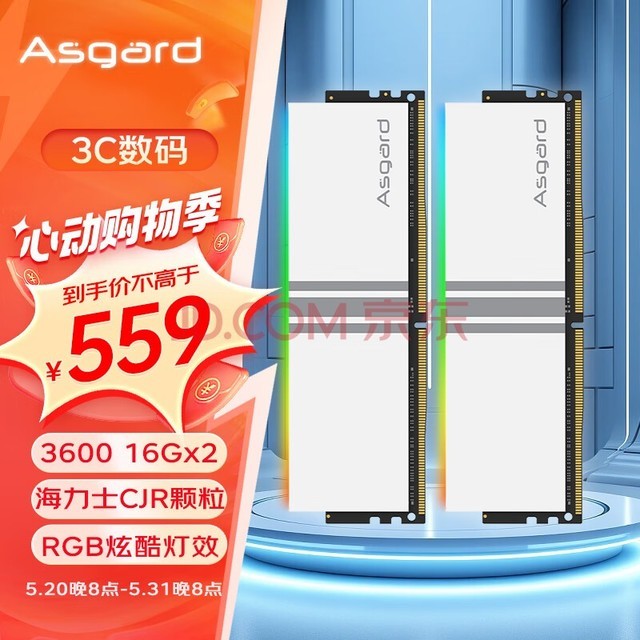 ˹أAsgard32GB(16Gx2)װ DDR4 3600 ̨ʽڴ Ů߶ϵ RGB ʿCJR