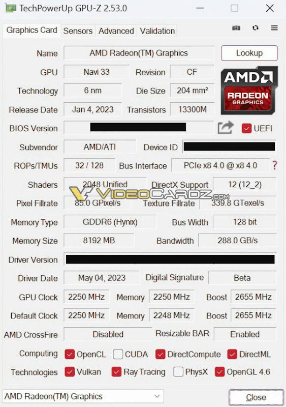 AMD RX7600参数泄露：2048SP