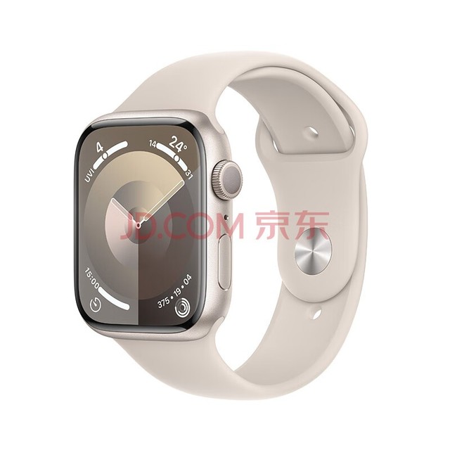 Apple Watch Series 9 智能手表GPS款45毫米星光色铝金属表壳星光色运动型表带M/L MR973CH/A