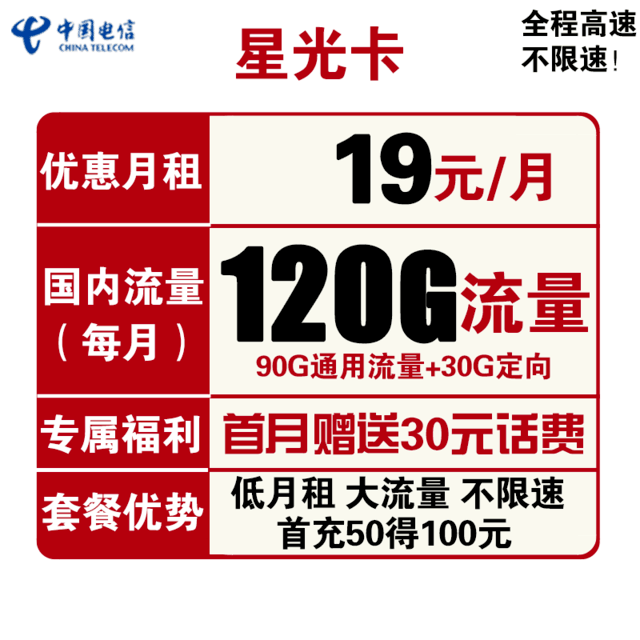 【手慢无】每月100g流量 长期稳定使用的电信牛卡白菜价1.6元