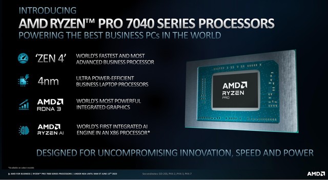 首款集成AI技术的X86处理器 AMD锐龙Pro 7000系列亮相